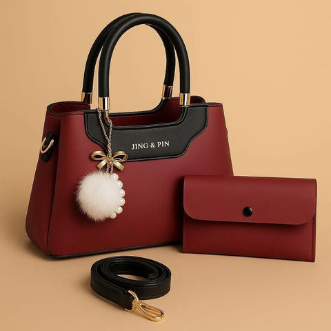 Girl's Rexine Plain Hand Bag Set