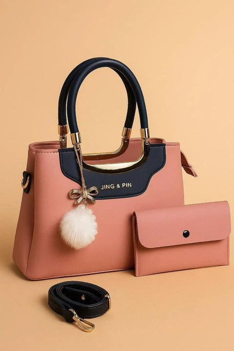 Girl's Rexine Plain Hand Bag Set