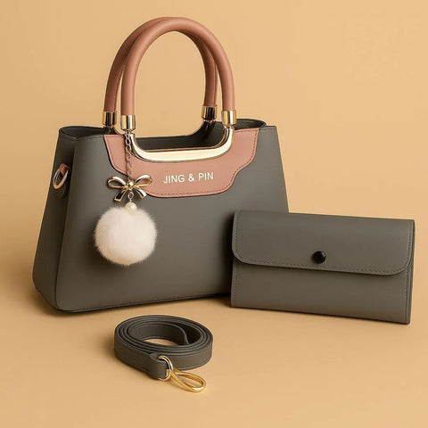 Girl's Rexine Plain Hand Bag Set