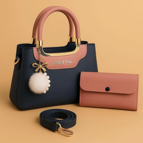 Girl's Rexine Plain Hand Bag Set
