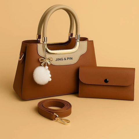 Girl's Rexine Plain Hand Bag Set