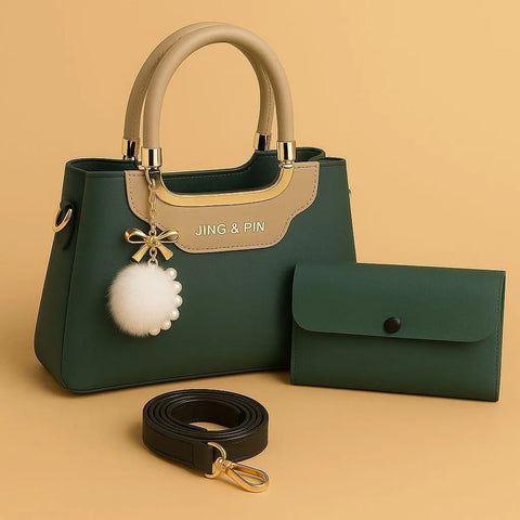Girl's Rexine Plain Hand Bag Set