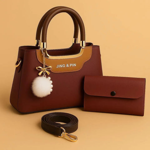 Girl's Rexine Plain Hand Bag Set