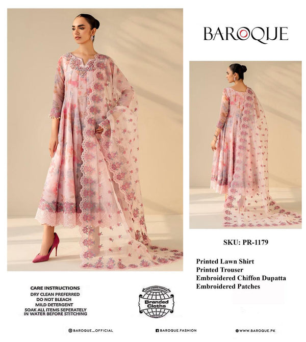 Baroque Lawn & Chiffon 3 Piece Suit